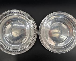 Lot of 2 sterling silver serving plates
