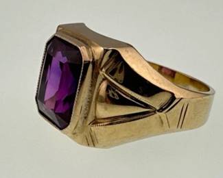 10kt signet style bezel set Mystic Topaz gemstone ring