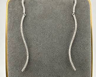 14kt white gold and diamond modern dangle earrings; 1/2 ctw.