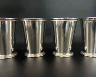 Gorgeous set of silverplated 4 Exeter Patrick Henry mint julep cups