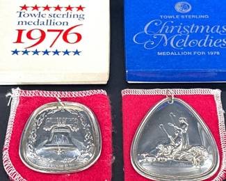 Two Towle sterling Christmas Medallions