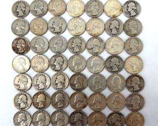 Lot of 49 USA Washington quarters PRE-1965 - 90% silver