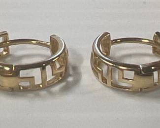 14kt Greek key hoop earrings