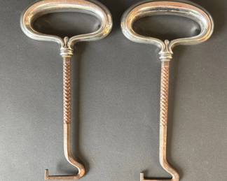 Pair of Tiffany and Co sterling boot hook pulls ca 1905