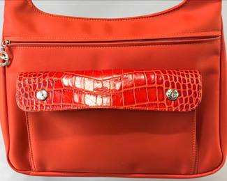 Longchamp orange leather, nylon purse