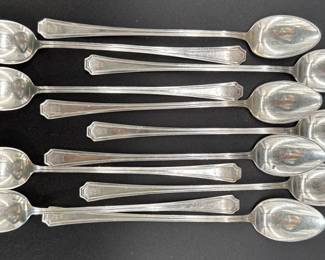 Lot of 11 Gorham Fairfax sterling iced tea spoons