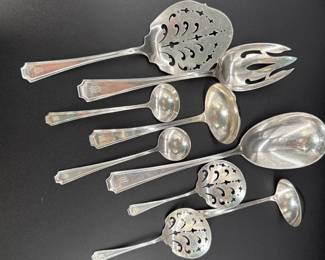Lot of 9 assorted Gorham Fairfax serving spoons