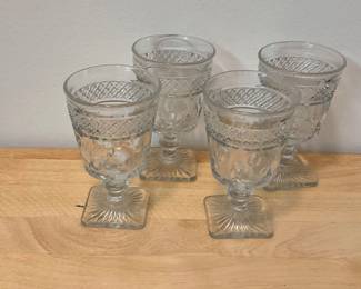M232  set of 4 Pressed glass goblets $16