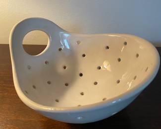 M214. Small ceramic berry or grape colander $8