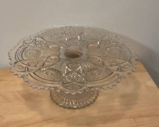 M222. Glass cake plate on pedestal $12