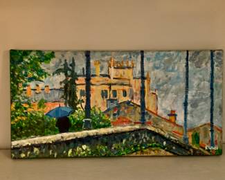 M202. Original cityscape painting $25