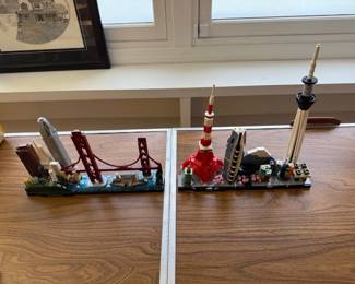 Assembled Lego Architecture - San Francisco and Tokyo.  Several disassembled sets for sale at very low prices.  