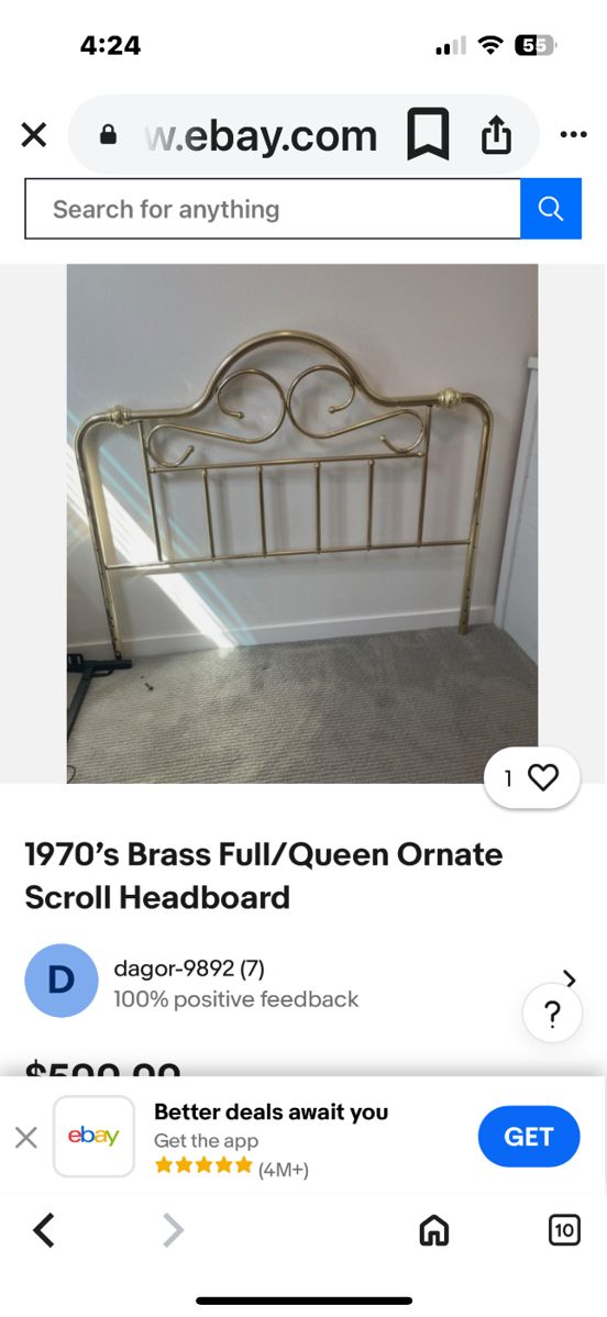 1970  Brass  headboard