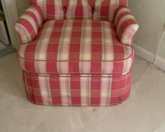 Plaid Upholstered Armchair