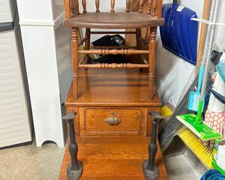 Antique Shoe Shine Stand with Chair