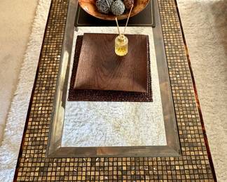 Beautiful glass and mosaic coffee table.