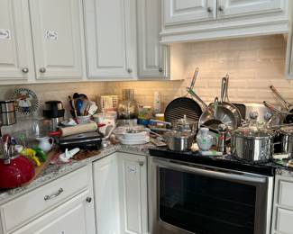 Kitchen Items- All Clad, LeCreuset, La Sur Table, Calphalon, Cuisinart