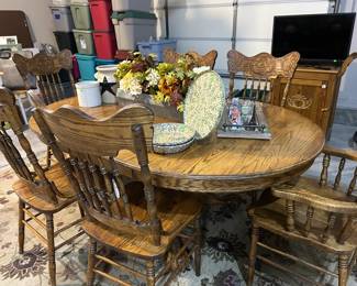 Silver Apple Oak Table and 6 Chairs
