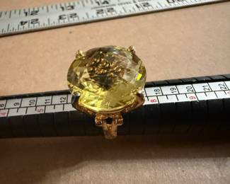 Sterling Silver Large Yellow Stone $18.00