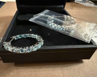 Light Blue Stones Sterling Silver New Earrings $24.00