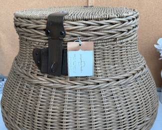 Pottery Barn Jacquelyne Basket Lidded Barrel 20.5 X  16.5 Inches $64.00