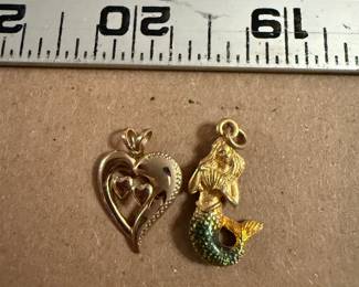 Heart and Mermaid Pendants $5.00