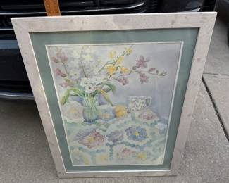 Table with Flowers on It Print Framed $15.00