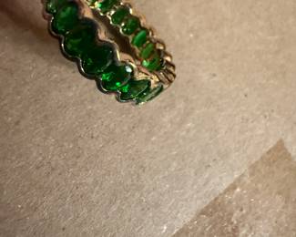 Green Stones All Around Size 7 Sterling Silver Ring $18.00