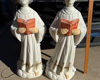 2 Carolers Blow Molds, Some Denting, See Photos $45.00