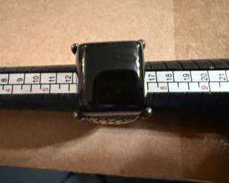 Large Square Black Stone Sterling Silver Size 7 Ring $18.00