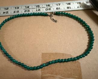 Sterling Silver Clasp Green Stone Necklace $20.00