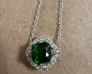 Sterling Silver Green Stone Necklace $24.00