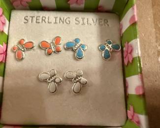 Sterling Silver Butterfly Earrings $12.00 New