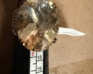 Sterling Yellow Stone Size 7 Ring New $18.00