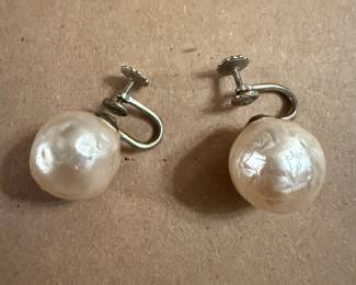 Sterling Pearl Screw Back Earrings $5.00