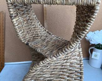 Wicker Twisted Glass Top Table $15.00