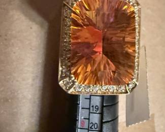 Large Orange Stone Size 7 Sterling Silver Ring $18.00