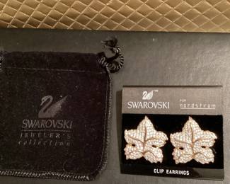 Swarovski Clip Leaf Earrings $32.00