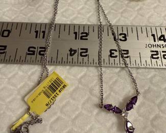 Sterling Silver Purple Stone Necklace $18.00