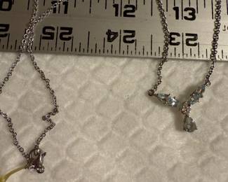 Sterling Silver Light Blue Stone Necklace $18.00