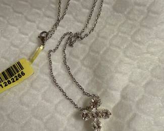 Clear Stone Sterling Silver Cross Necklace $17.00