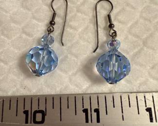 Blue Glass Drop Earrings $5.00