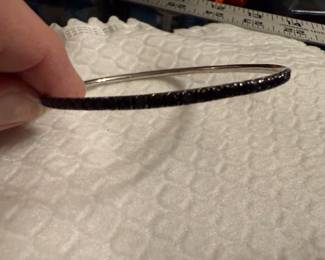 Sterling Silver Black Stone Bangle Bracelet $12.00