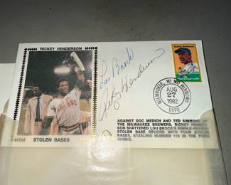 Signed Lou Brock and Ricky Henderson First Day Cover $55.00