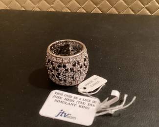 Jose Hess Bella Luce Rhodium Plated Sterling Silver Ring Simulated Diamond Size 7 $19.00