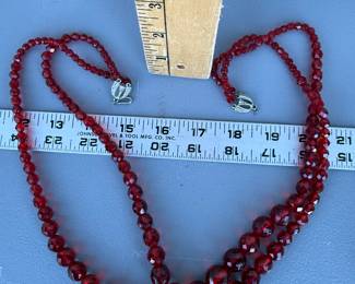 Red Double Strand Necklace $6.00