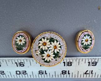 Mosaic Clip Earrings and Pin $25.00