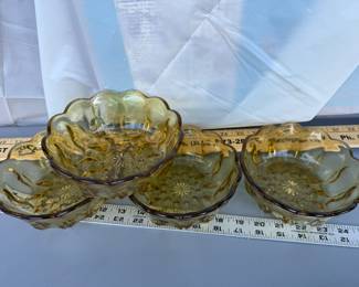 4 Amber Glass Bowls $12.00