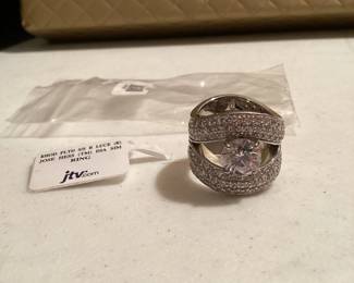 Jose Hess Bella Luce Rhodium Plated Sterling Silver Ring Size 7 $18.00