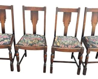 Antique Art Deco Needlepoint Dining Chairs